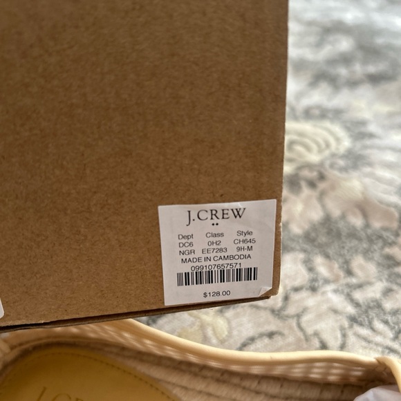 J. Crew factory Woven espadrille slip-ons flats Natural Grid Raffia size 9.5 - Picture 4 of 6